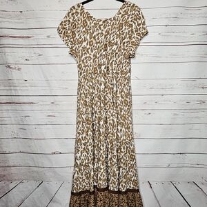 Soft Surroundings White Mocha Leopard Tiered Dress